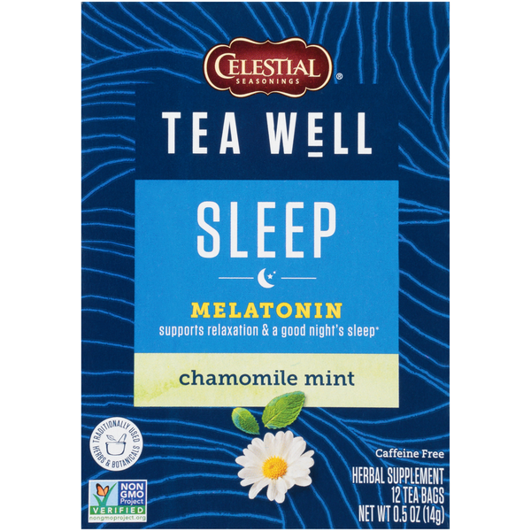 Tea Celestial Seasonings TeaWell Sleep Chamomile Mint Caffeine Free Herbal Supplement Tea Bags hero