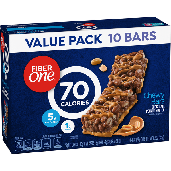 Breakfast Bars & Pastries Fiber One 70 Calorie Chocolate Peanut Butter Chewy Snack Bars Value Pack hero