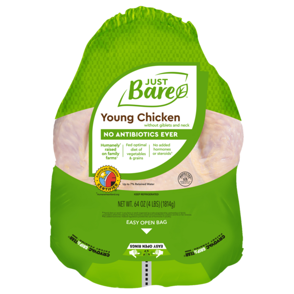 Packaged Meat Just Bare Natural Fresh Whole Chicken w/o Giblets hero