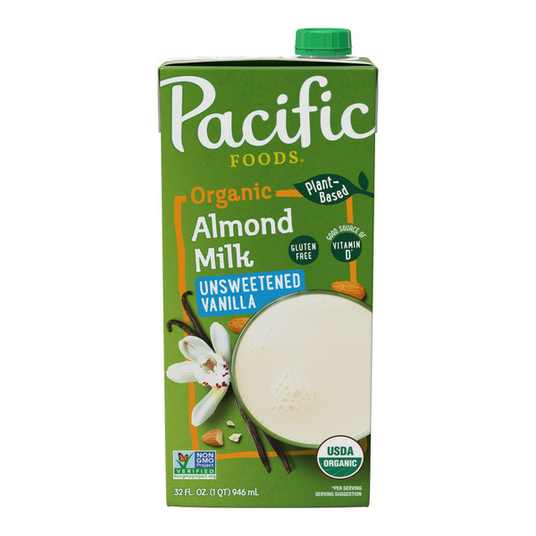 Soy & Lactose-Free Pacific Foods Organic Unsweetened Vanilla Almond Milk hero