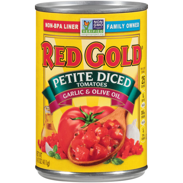 Canned & Jarred Vegetables Red Gold Petite Diced Tomatoes Garlic & Olive Oil hero