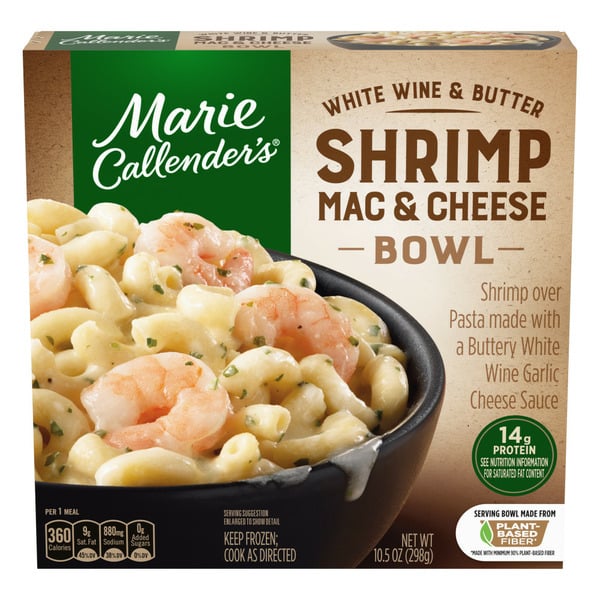 Frozen Meals Marie Callender's White Wine and Butter Shrimp Mac & Cheese Bowl Frozen Meal hero