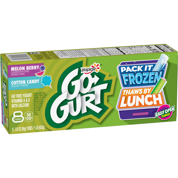 Yogurt Go-Gurt Gluten Free Melon Berry and Cotton Candy Kids Yogurt Tubes hero