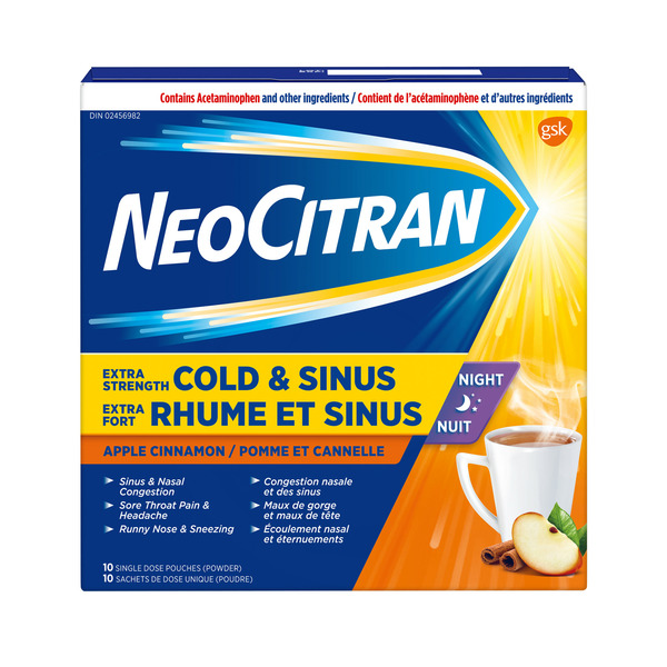 Cold, Flu & Allergy NeoCitran Extra Strength Cold & Sinus Night Apple Cinnamon hero