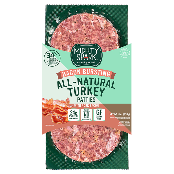 Packaged Poultry Mighty Spark Bacon-Bursting Turkey Patties hero