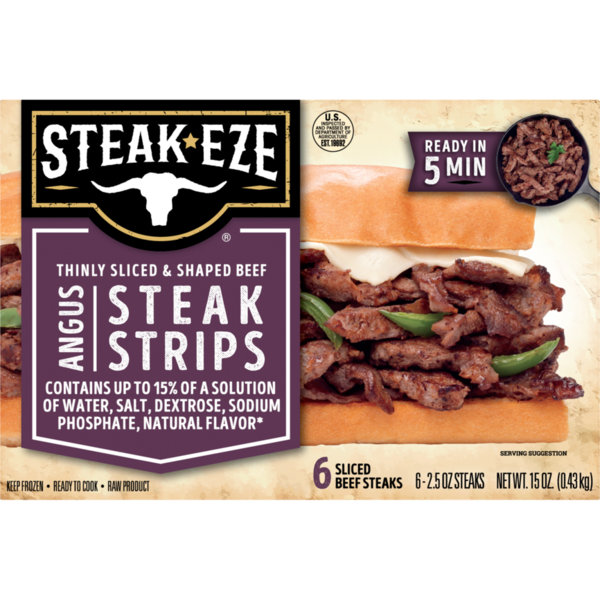 Frozen Meat & Seafood Steak-Eze Thinly Sliced Angus Beef Philly Steak Strips, 6 Count (Frozen) hero