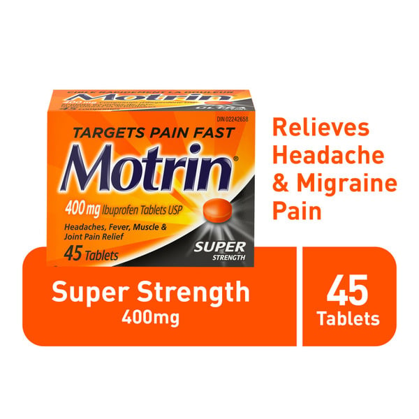 Pain Relievers MOTRIN Super Strength Pain Relief IBuprofen 400Mg hero