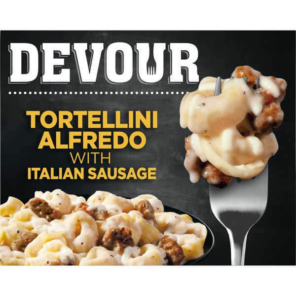 Frozen Meals DEVOUR Tortellini Alfredo with Italian Sausage Frozen Meal hero