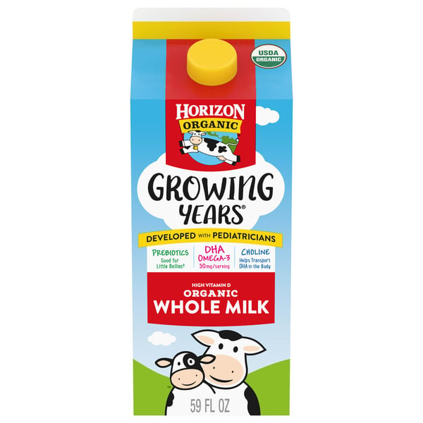 Milk Horizon Organic Growing Years Whole DHA Omega-3 Milk hero