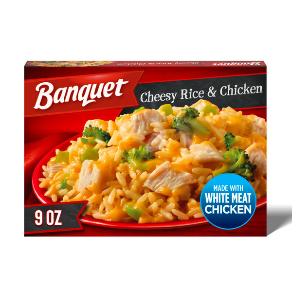 Frozen Meals Banquet Cheesy Rice and Chicken, Frozen Meal hero