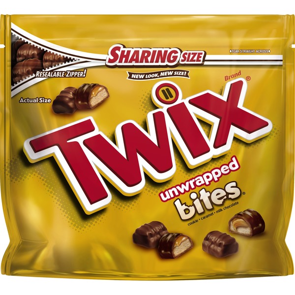 Candy & Chocolate TWIX Caramel Bites Size Chocolate Cookie Bar Candy Sharing Size Pouch hero