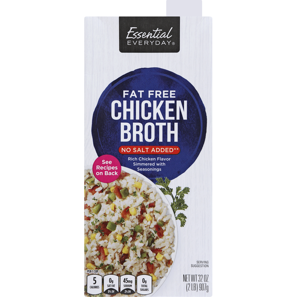 Soup, Broth & Bouillon Essential Everyday Broth, Fat Free, Chicken hero