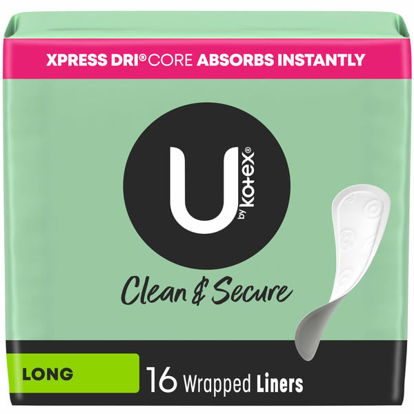 Feminine Care Kotex Clean & Secure Wrapped Panty Liners, Light Absorbency, Long Length hero