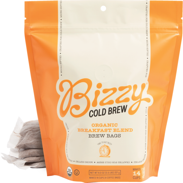 Coffee Bizzy Cold Brew Organic Cold Brew Coffee, Breakfast Blend, Brew Bags, 14 Cups hero