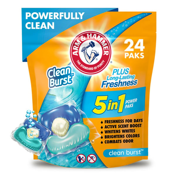 Laundry Arm & Hammer Clean Burst 5-In-1 Laundry Detergent Power Paks hero