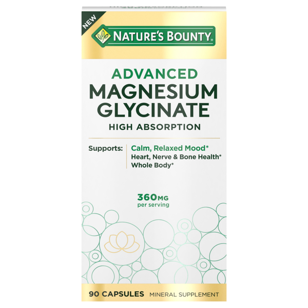 Vitamins & Supplements Nature's Bounty Magnesium Glycinate, Advanced, 360 mg, Capsules hero