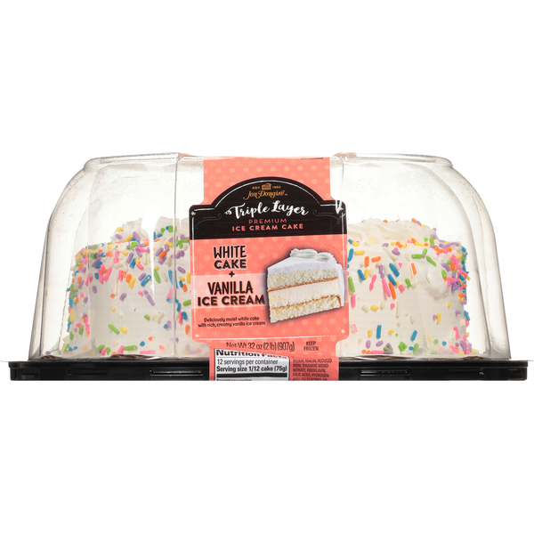 Bakery Desserts Jon Donaire Triple Layer White Cake + Vanilla Ice Cream Premium Ice Cream Cake hero