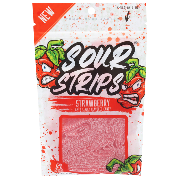 Candy & Chocolate Sour Strips Candy, Strawberry hero