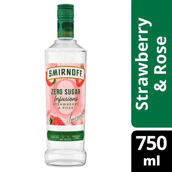 Flavored Vodka Smirnoff Zero Sugar Infusions Strawberry & Rose hero