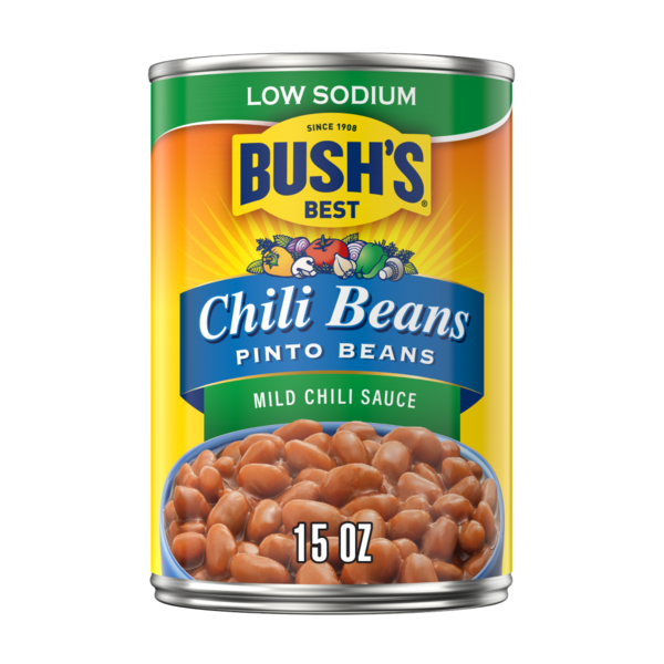 Canned Meals & Beans Bush's Best Low Sodium Pinto Beans in a Mild Chili Sauce hero