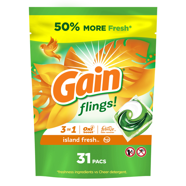 Laundry Gain Laundry Detergent Soap Pacs, Island Fresh hero