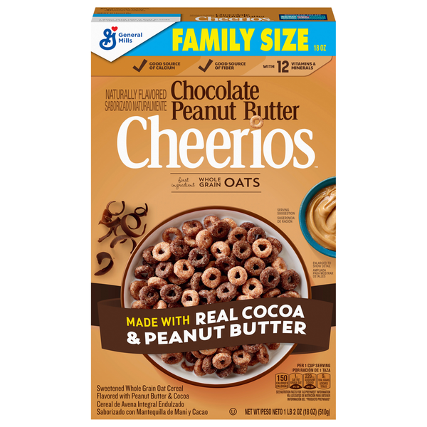 Cereal Cheerios Cereal, Chocolate Peanut Butter, Family Size hero