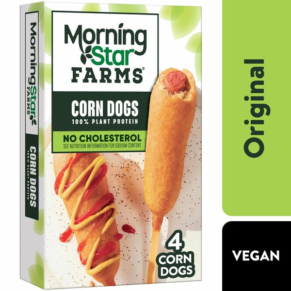 Vegetables, Vegan, & Vegetarian Morning Star Farms Corn Dogs, Vegan Plant Based Protein, Frozen Meal Starter, Original hero