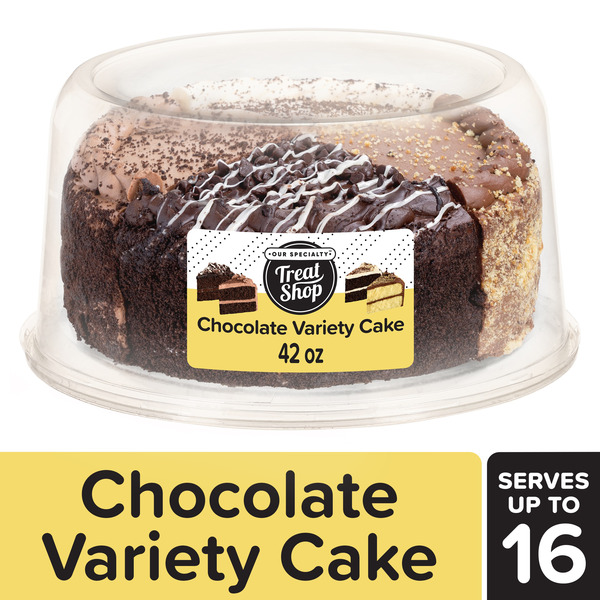 Bakery Desserts Our Specialty 8" Double Layer Chocolate Variety Cake with Icing, Serves up to 16 hero