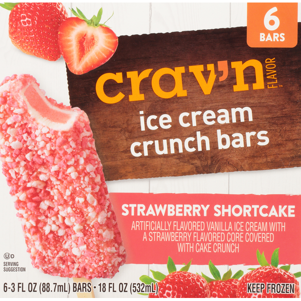 Ice Cream & Ice Crav'n Flavor Ice Cream Crunch Bars, Strawberry Shortcake hero