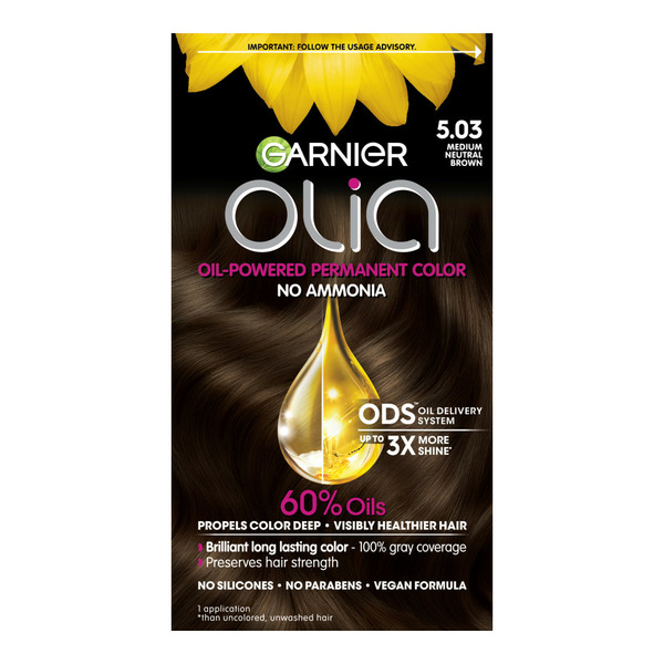 Hair Care Garnier Oil Powered Ammonia Free Permanent Hair Color, 5.03 Medium Neutral Brown hero