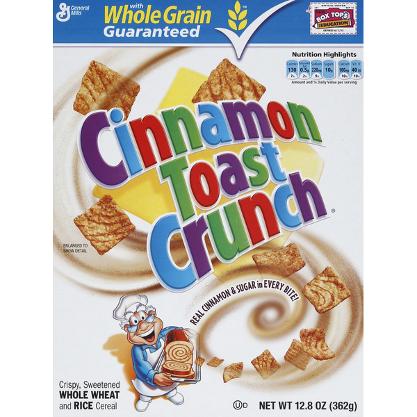 Cereal Cinnamon Toast Crunch Cereal, Whole Wheat, Rice, Cinnamon hero