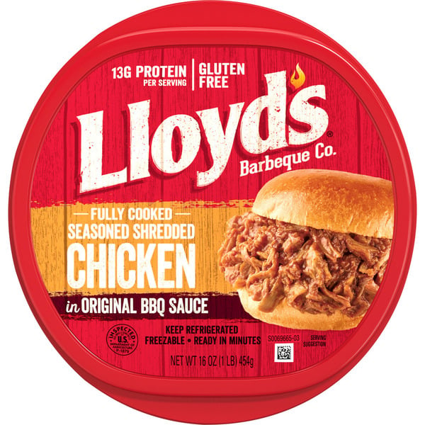 Packaged Meat LLOYD'S Seasoned And Shredded Chicken In Original Bbq Sauce hero