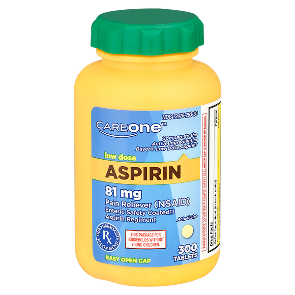 Muscles, Joints & Pain Relief CareOne Low Dose Aspirin Regimen 81 mg Enteric Safety Coated Tablets hero