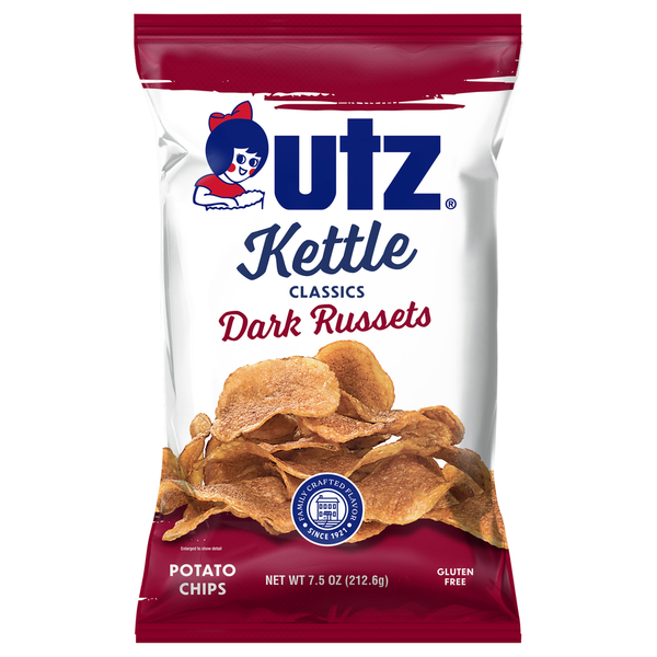 Chips & Pretzels Utz Potato Chips, Dark Russets, Kettle Classics hero