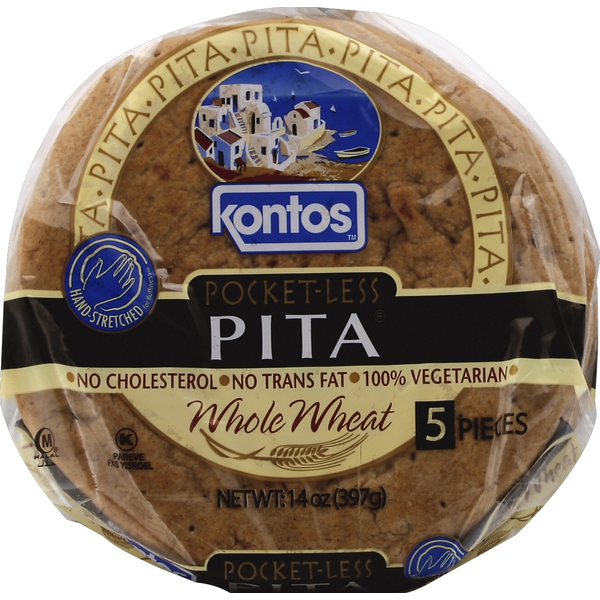 Tortillas & Flat Bread Kontos Pita, Pocket-Less, Whole Wheat hero