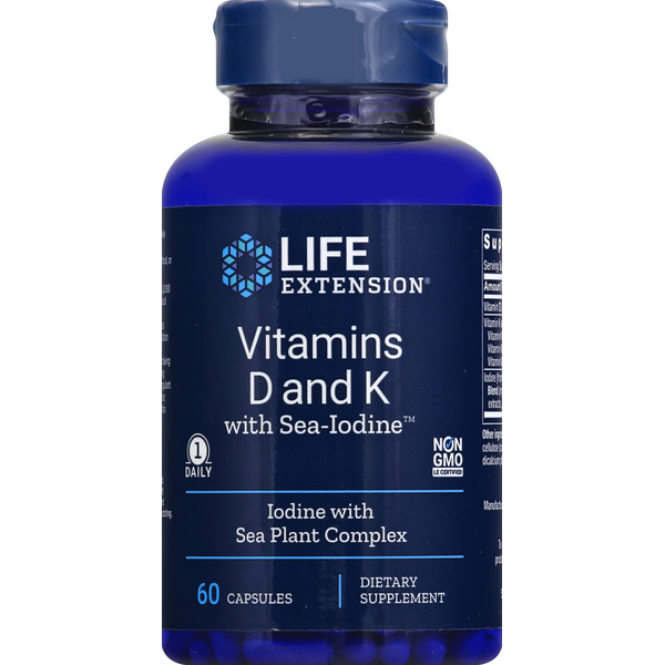 Multi-Vitamins Life Extension Vitamins D and K, with Sea-Iodine, Capsules hero