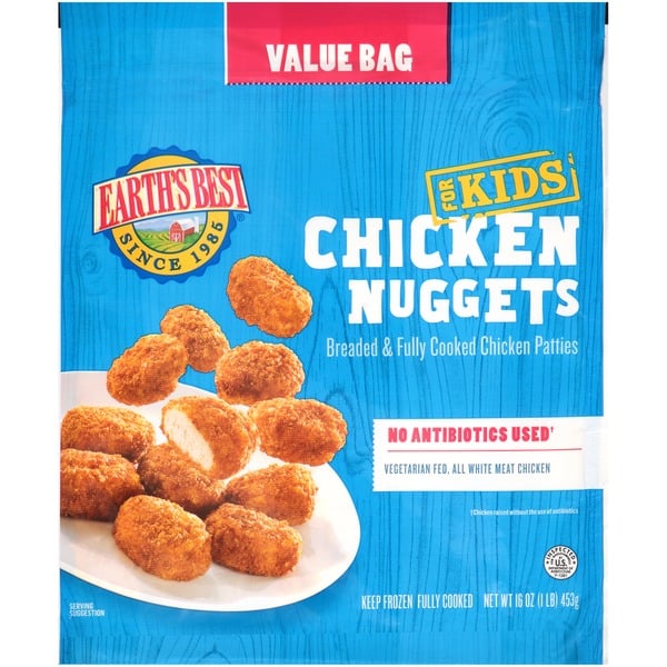 Frozen Appetizers & Sides Earth's Best Chicken Nuggets, for Kids, Value Bag hero