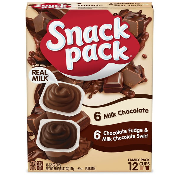 Snack Pack Family Pack Milk Chocolate and Chocolate Fudge/Milk Chocolate Swirl Pudding Cups hero