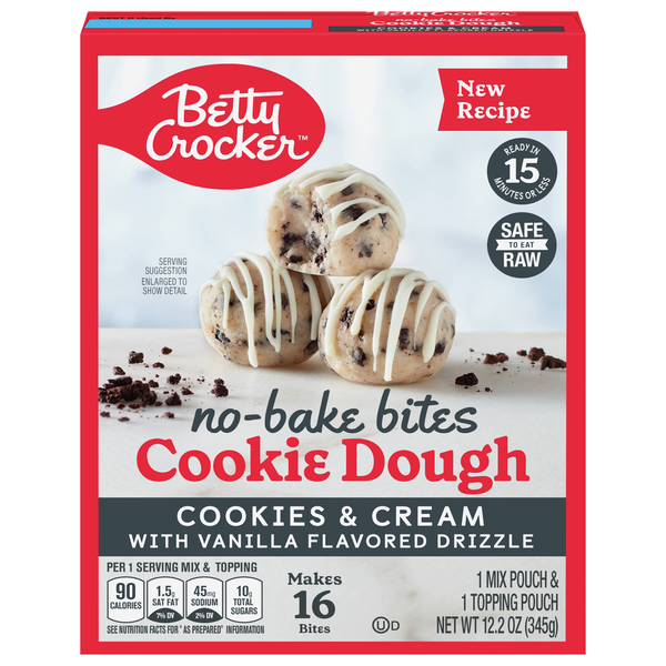 Doughs, Gelatins & Bake Mixes Betty Crocker Cookie Dough, Cookies & Cream, No-Bake Bites hero