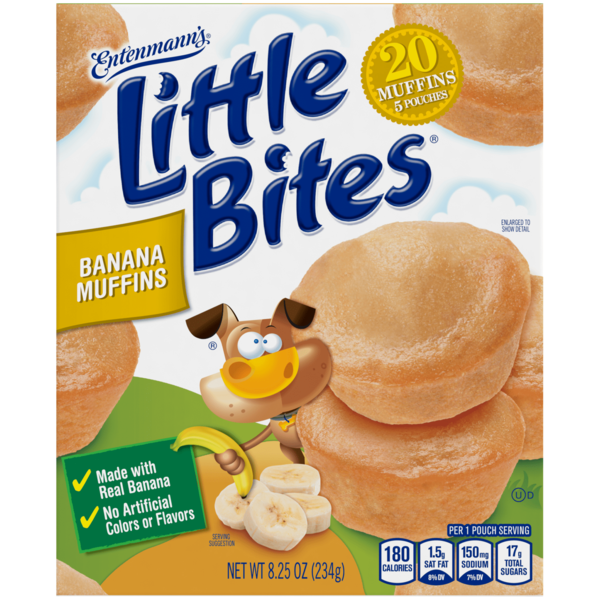 Breakfast Breads, Donuts & More Entenmann's Little Bites, 5 count, Banana Mini Muffins hero