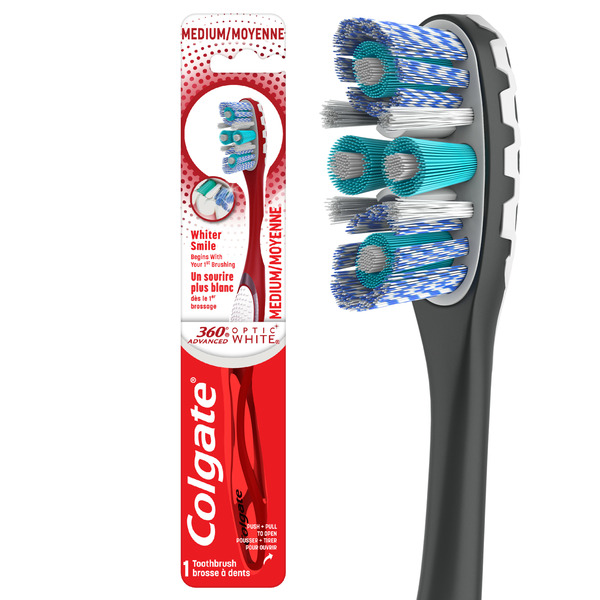 Oral Hygiene Colgate 360 Advanced Optic White Medium Toothbrush for Stain Removal hero