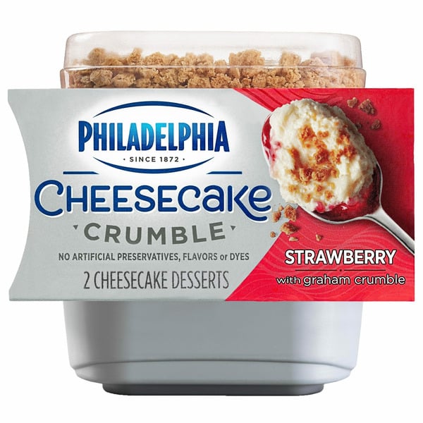 Philadelphia Strawberry Cheesecake Desserts with Graham Crumble hero