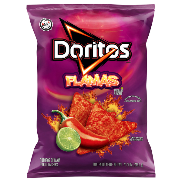 Chips & Pretzels Doritos Tortilla Chips, Flamas Flavored hero