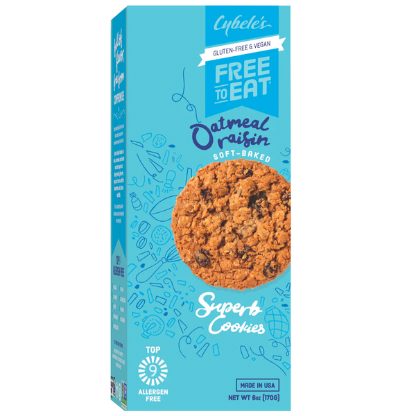 Cookies & Cakes Cybele's Free to Eat Oatmeal Raisin Cookies, Vegan and Gluten-Free hero