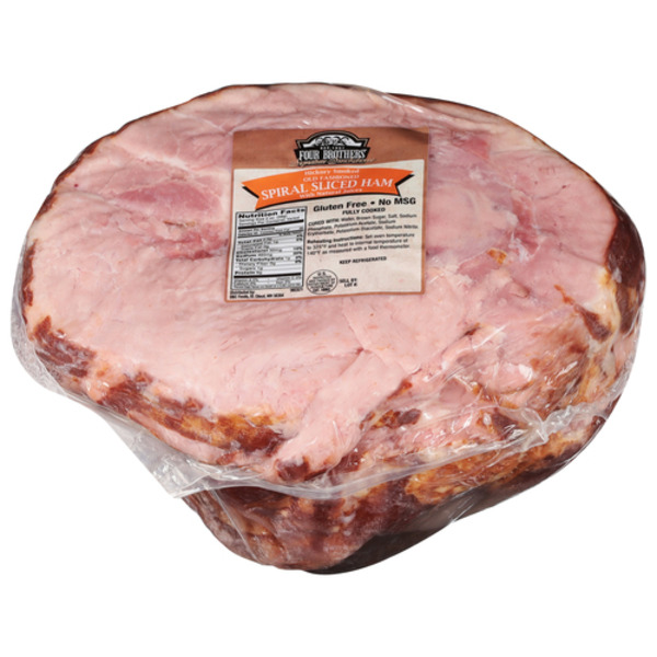 Lunch Meat Four Brother's Signature Smokehouse Premium Bone-In Spiral Cut Half Ham hero