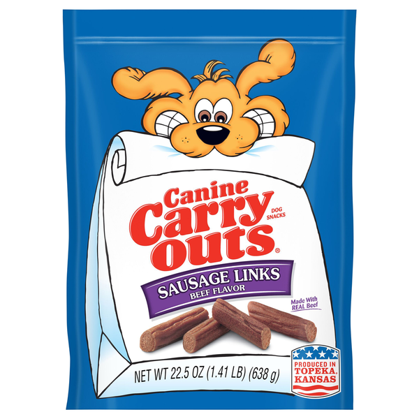 Dog Food & Care Canine Carry Outs Dog Snacks, Beef Flavor, Sausage Links hero