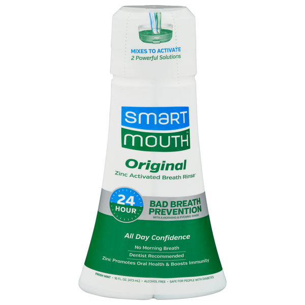 Oral Hygiene Smart Mouth Zinc Activated Breath Rinse, Fresh Mint, Original hero