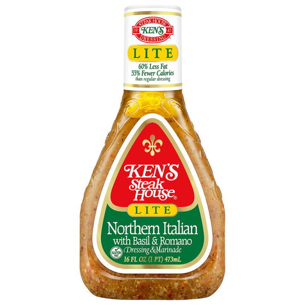 Salad Dressing & Toppings Ken's Steak House Dressing & Marinade, Lite. Northern Italian with Basil & Romano hero