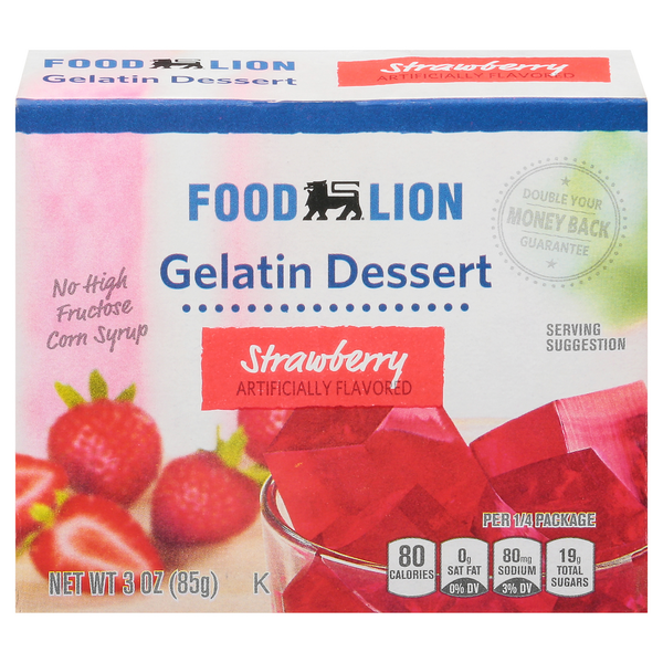 Doughs, Gelatins & Bake Mixes Food Lion Gelatin Dessert, Strawberry hero