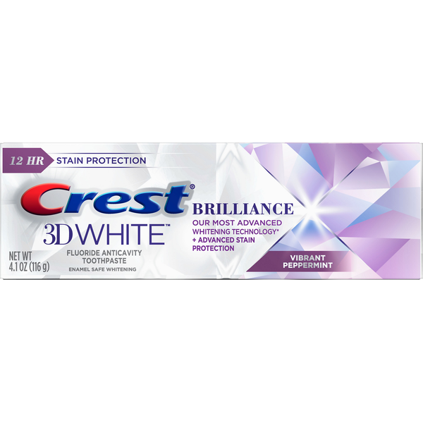 Oral Hygiene Crest 3D White Brilliance Vibrant Peppermint Whitening Toothpaste hero